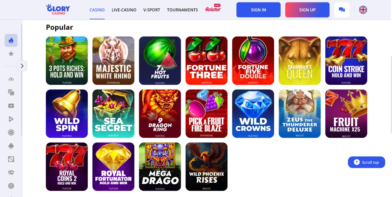 Glory Casino লগইন: প্রবেশ করুন এবং আসল অর্থে খেলুন